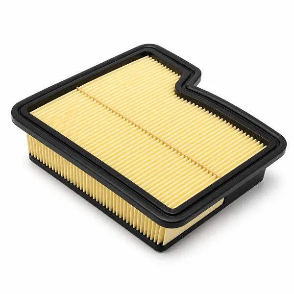 Land Rover engine air filter service part on a workbench